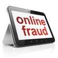 Safety concept: Online Fraud on tablet pc computer