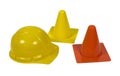 Safety Cones and Hard Hat Royalty Free Stock Photo