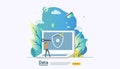 Safety and confidential data protection. VPN internet network security. Traffic encryption personal privacy concept with people