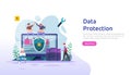 Safety and confidential data protection. VPN internet network security. Traffic encryption personal privacy concept with people Royalty Free Stock Photo