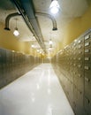 Safety deposit boxes and warehouses in the armored underground area of a building