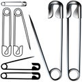 Safety and diaper pins in vector format