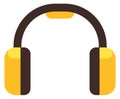 Safety earphones. Noise protection icon. Yellow headphones