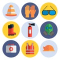 Safety equipment flat icon set Royalty Free Stock Photo