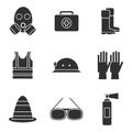 Safety equipment icon set Royalty Free Stock Photo