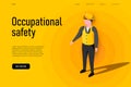 Safety equipment illustration concept. Occupational safety landing page template, health and safety concept.