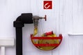 Fire hose on water outlet ready for fire emergency Royalty Free Stock Photo