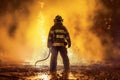 safety fireman fighter smoke fire equipment uniform rescue firefighter emergency. Generative AI.