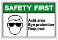 Safety First Acid Area Eye Protection Required Symbol Sign, Vector Illustration, Isolate On White Background Label. EPS10 Royalty Free Stock Photo