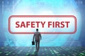 Safety first badge with business people Royalty Free Stock Photo