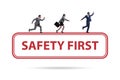 Safety first badge with business people Royalty Free Stock Photo
