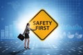 Safety first badge with business people Royalty Free Stock Photo