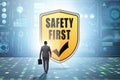 Safety first badge with business people Royalty Free Stock Photo