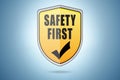 Safety first badge in industrial safety concept Royalty Free Stock Photo