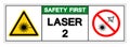 Safety First Caution Laser 2 Symbol Sign ,Vector Illustration, Isolate On White Background Label. EPS10 Royalty Free Stock Photo