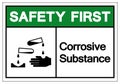 Safety First Corrosive Substance Symbol Sign, Vector Illustration, Isolate On White Background Label. EPS10