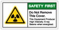 Safety First Do Not Remove This Cover This Equipment Producer High Intensity X-ray Beams when energized Symbol Sign,Vector