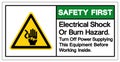 Safety First Electric Shock Or Burn Hazard Symbol Sign, Vector Illustration, Isolated On White Background Label .EPS10 Royalty Free Stock Photo