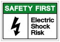 Safety First Electric Shock Risk Symbol Sign, Vector Illustration, Isolate On White Background Label .EPS10 Royalty Free Stock Photo