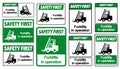 Safety First forklifts in operation Symbol Sign Isolate on transparent Background,Vector Illustration