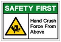 Safety First Hand Crush Force From Above Symbol Sign, Vector Illustration, Isolate On White Background Label .EPS10