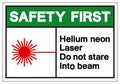 Safety First Helium Neon Laser Do Not Stare Into Beam Symbol, Vector Illustration, Isolate On White Background Label. EPS10 Royalty Free Stock Photo