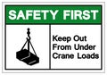 Safety First Keep Out From Under Crane Loads Symbol Sign, Vector Illustration, Isolate On White Background Label .EPS10
