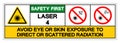 Safety First Laser 4 Avoid Eye or Skin Exposure to Direct or Scattered Radiation Symbol Sign, Vector Illustration, Isolate On