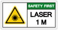 Safety First Laser 1 M. Symbol Sign ,Vector Illustration, Isolate On White Background Label. EPS10 Royalty Free Stock Photo