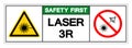 Safety First Laser 3R Symbol Sign ,Vector Illustration, Isolate On White Background Label. EPS10 Royalty Free Stock Photo