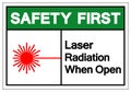 Safety First Laser Radiation When Open Symbol Sign, Vector Illustration, Isolate On White Background Label .EPS10 Royalty Free Stock Photo