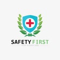 safety first logo icon vector design and illustration graphic sign