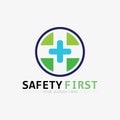 safety first logo icon vector design and illustration graphic sign