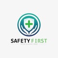 safety first logo icon vector design and illustration graphic sign