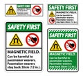 Safety First Magnetic field can be harmful to pacemaker wearers.pacemaker wearers.stay back 30cm Royalty Free Stock Photo