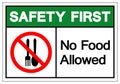 Safety First No Food Allowed Symbol Sign, Vector Illustration, Isolate On White Background Label .EPS10