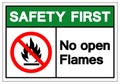 Safety First No Open Flames Symbol Sign ,Vector Illustration, Isolate On White Background Label. EPS10 Royalty Free Stock Photo