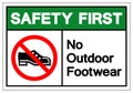 Safety First No Outdoor Footwear Symbol Sign, Vector Illustration, Isolated On White Background Label .EPS10