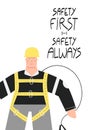Safety first Safety always poster with Industrial worker Royalty Free Stock Photo