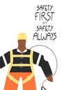 Safety first Safety always poster with Industrial worker Royalty Free Stock Photo