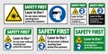 Safety First PPE Safety Label,Laser In Use Do Not Enter Without Wearing Laser Protective Eyewear Royalty Free Stock Photo