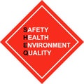 Safety First - SHE&Q sign - vector Royalty Free Stock Photo