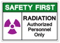 Safety First Radiation Authorized Personnel Only Symbol Sign, Vector Illustration, Isolate On White Background Label. EPS10 Royalty Free Stock Photo