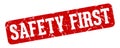 safety first rectangular sign. safety first stamp Royalty Free Stock Photo