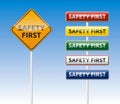 Safety first road board collection Royalty Free Stock Photo