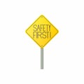 Safety first road sign icon, cartoon style Royalty Free Stock Photo