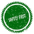 SAFETY FIRST round grunge green stamp