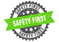 safety first round grunge stamp. safety first