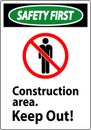 Safety First Sign Construction Area - Keep Out