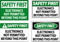 Safety First Sign Electronics Not Permitted Beyond This Point Royalty Free Stock Photo